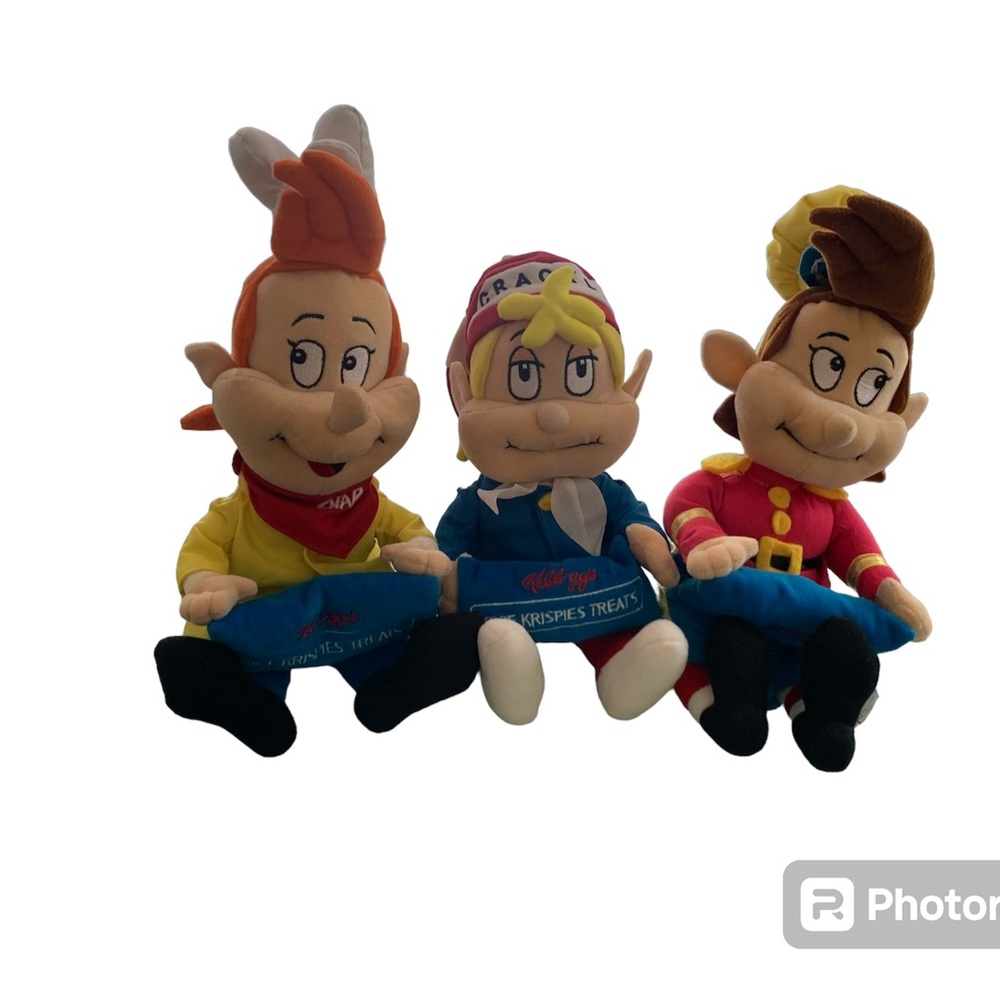 Vtg Lot of 3 Craquement ! Pop ! Figurines en peluche Rice Krispies 1999 Kello